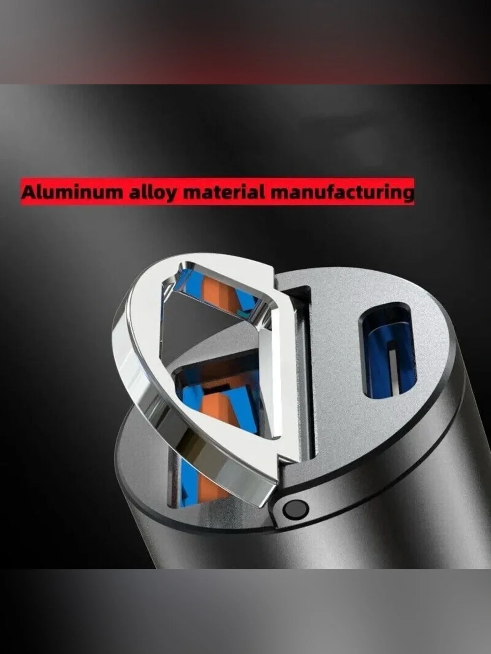 Pull Ring Aluminum Alloy Dual Port USB-C/USB-A PD QC3.0 Car Charger 12V-24V